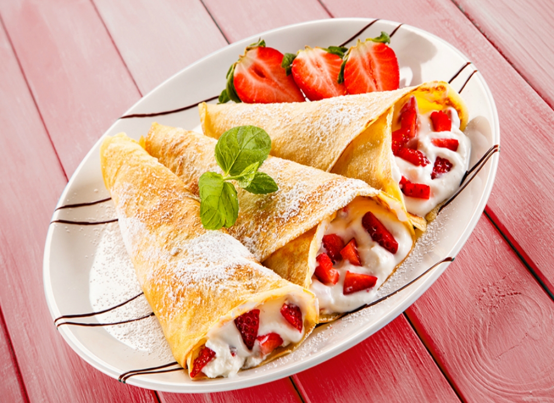 Cornet de crêpes fraise et chantilly